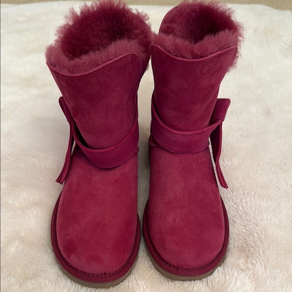 Women's Suede Boots - Rich Burgundy - Picture 1 of 5
